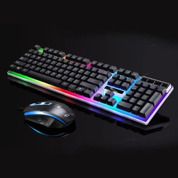 USB Polnjenje Lučka Keyboard & Mouse Kit Mavrica LED Gaming Oprema Za PS4 Xbox OneWholesale dropshipping