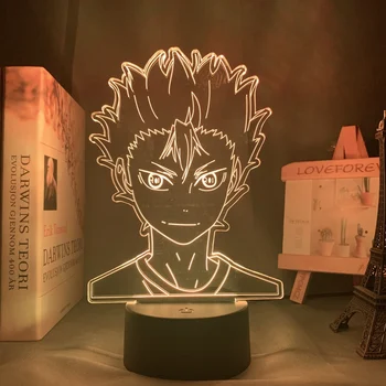 3D Led Noč Tabela Svetlobe Anime Lučka Anime Haikyuu Hinata Shoyo Kageyama Tobio za Otroke Otrok Spalnica Dekor Nočna Manga Darilo