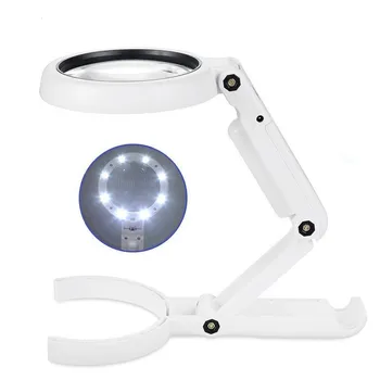 Ročno Zložljiva Povečevalno Steklo, ki Bremenijo Namizne luči LED desk Lupo lučka Nakit Loupe USB Branje Popravilo Orodje Lupa