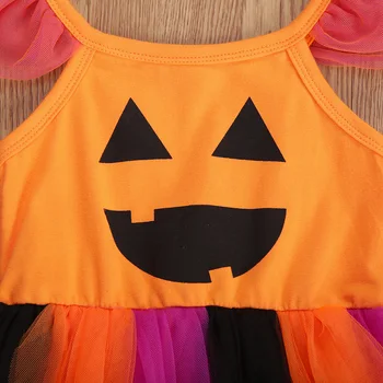 Halloween Baby Dekle Oblačila za Otroke Romper Bombaž Dolg Rokav Malčka Bučna Jumpsuit Tutu Obleko Kostume 2020 Priljubljen