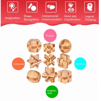 3D Puzzle Lesene Pomična Burr Uganke Igrača Za Otroke Montessori IQ Um Lesene Čarobno Dražljivko Odraslih Darila Izobraževalne Igrače