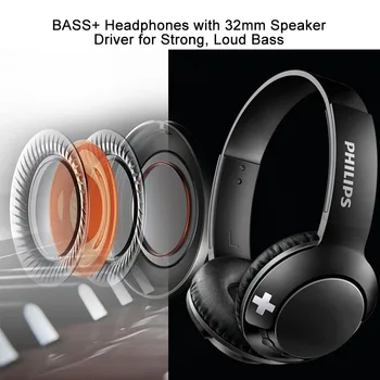Resnična Philips SHB3075 Brezžično Slušalko S tehnologijo Bluetooth 4.1 Slušalkami, Glasnosti Polimer Za Samsung Pametni telefon Xiaomi