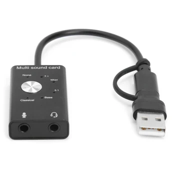 USB Zunanje Zvočne Kartice USB2.0+ Tip C do 3,5 mm Jack za Slušalke Mikrofon Zvočna kartica za Windows, Mac, Linux, Android