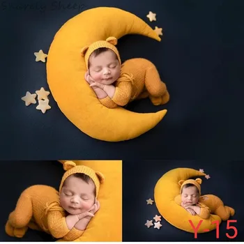 Novorojenček Fotografija Rekviziti za Malčke Baby Fotografijo Ustrelil Predstavljajo Luna Blazino Zvezde Klobuk+Stretch Bean bag Odejo fotoshooting Kulise