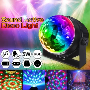 LED Crystal Magic Vrtenje Žogo Luči Mini RGB Zvok, Vklopi Luč Disco Glasbe Božič KTV Stranka EU/ZDA/velika britanija/AU 100-240V