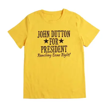 Femme John Dutton Za Predsednika tumblr T-shirt Desinger Trendy Estetske Tee Majico Rumene trendovska oblačila Muzejev za Ženske