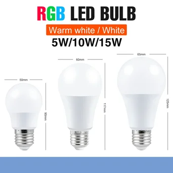 8PCS E27 LED Sijalka RGB LED Žarnica 5W 10W 15W RGBW LED Luč Za Dekoracijo Doma Lampara RGBWW Barve Menjava Žarnice AC 85-265V