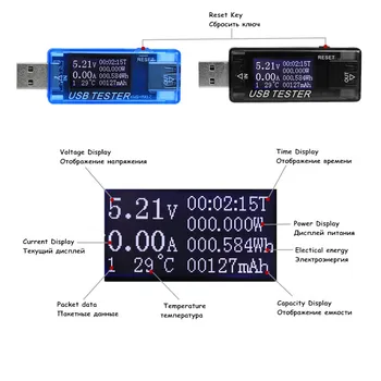 8 in1 QC2.0 3.0 4-30v Električno napajanje USB zmogljivosti tester napetosti tekoči meter zaslon voltmeter ampermeter