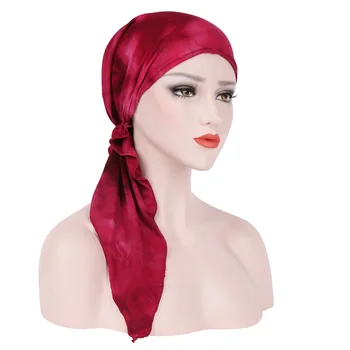 Elastično bombažne turban šal tiskanja ovijte glavo, rute in Klobuki muslimanskih turban pokrova za ženske Notranje Hidžab Klobuk ženski turbantes kape