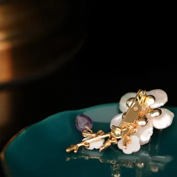 SINZRY original ročno izdelanih naravnih baročni Biser lupini Cvet elgant Broške pin ustvarjalne lady šal sponke
