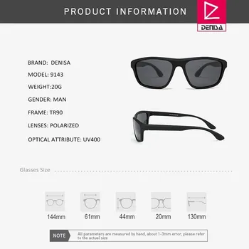 DENISA Luksuzne blagovne Znamke sončna Očala Moških Polarizirana Super Lahka TR90 Okvirjem Kvadratnih Mens sončna Očala UV400 Črna sončna Očala gafas T9143