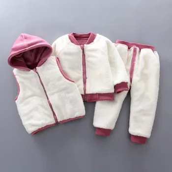 Za dojenčke Oblačila Za dojenčke Oblačila Dekle Sneg toplo Otrok Obleke Baby Boy Kompleti Oblačil jakna+kratka plasti+ hlače pozimi Otroci Set