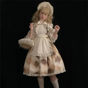 Japonski Cvetlični Lolita Obleko Ženske Kawaii Ruffles Tiskanje Koleno Dolžina: Špageti Trak Lolita Obleko Stranka Klub Nov Padec 2020