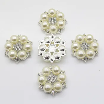 10pc 28mm lvory Pearl gumbi kovinski Cvet center za ročno cvet Srebro flatback nosorogovo gumb DIY Moda decorativos