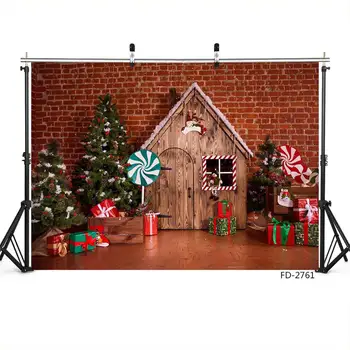 Zid, Leseni Kabini Darila, Božični Fotografija Ozadje po Meri Photocall Ozadje za Otroke, Otroška Družinska Photobooth