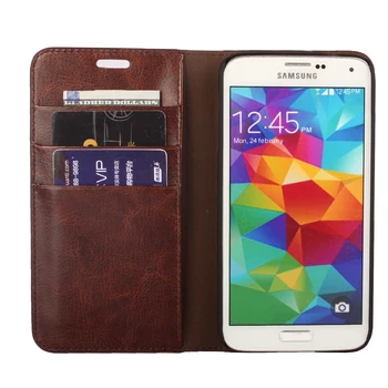 Ohišje Za Samsung Galaxy S5 Usnjene Denarnice Kritje Primera Flip primeru imetnik kartice Cowhide kubura