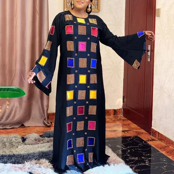 Plus Velikost 3XL Afriške Moda Dolga Obleka Ženske Beading Dubaj Abaya 2020 Muslimanskih Maxi Obleke Jeseni Elegantno Črno Haljo Stranka