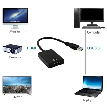 Premium HD 1080P USB 3.0 Za HDMI Video Kabel Adapter Pretvornik Za Prenosni Računalnik Tv Prenosni USB 3.0 Na HDMI Adapter