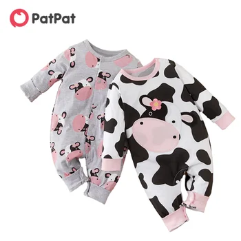 PatPat 2020 Novo Pomlad in Jesen Baby Čudovit Krava Tiskanja Jumpsuit Otroška Oblačila za Dojenčka Dekleta in Fantje