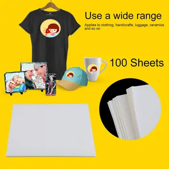 100 KOS A4, Sublimacijski Tisk Papir Za Poliester Bombaž T-Shirt Železa Na Papir za Prenos Toplote Tiskanje Prenos Dodatki