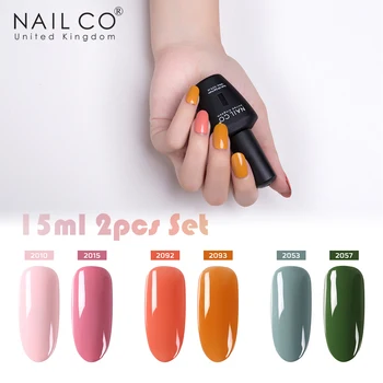 NAILCO 2pcs/Kit 15ml LED Gel za Nail Art Komplet Gel Vernis Plašč, lak, Nastavite Hibridni Barve Gellak lakiery Manikura UV Gelnail poljski