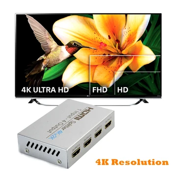 AIXXCO 4k HDMI je združljiv Splitter Full HD 1080p Video, HDMI je združljiv Stikalo Preklopnik 1X2 1X4 Split 1: 2 Za HDTV DVD
