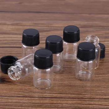 Večino 100 kosov Premer 16 mm Prazne Steklenice z Črni Plastični Pokrovi 3 Velikosti U-izbrati