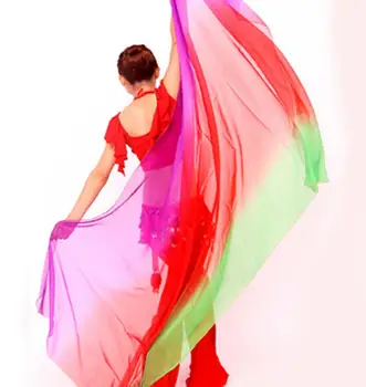 Poceni Ples Trebuh Šifon Veils Šal 220 CM 250 CM 270CM Ženske Plesalka Šal S Trim Gradient Barve Brezplačna Dostava