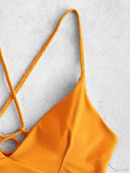 ZAFUL Pleteni Trak Cvet Bikini Komplet Za Ženske prepredeni Čipke Kopalke Nizko Vitka Oblazinjeni Kontrast Dame Kopalke, Seksi
