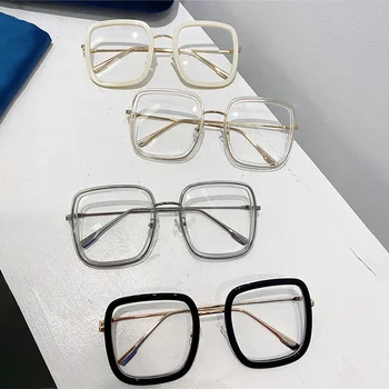 TAKO&EI Moda Prevelik Kvadratni Okvir Očal Ženske Letnik Anti-Blu-Ray Jasno, Leče za Očala Optični Moških Bež Očala Okvir