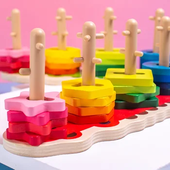 Lesene Montessori Igrača gradniki Zgodnjega Učenja Izobraževalne Igrače, Barvo, Obliko Tekmo Spoznavanja Otroci Igrače za Fante, Dekleta Darila