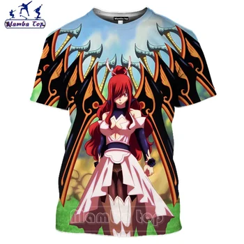Mamba vrh 3D Fairy Tail T Shirt Srčkan Vesel Moške majice Precej Anime Dekle Tshirt Punk Moški Ženske Tees Kampiranje Unisex Šport