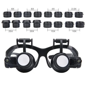 16 Objektiv kateri je daljnogled Očala Povečevalna 2 LED Očala Povečevalna Stekla, Črno Gledam Popravila Lupo Loupe Branje Nakit Lupa