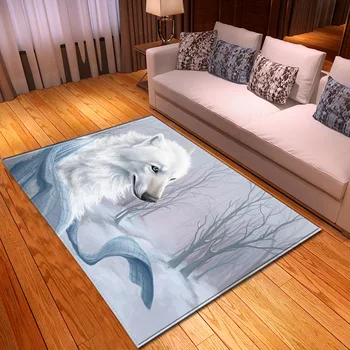 3D Živali Divji volk preproge za domačo dnevno sobo, spalnico, Kuhinjo, Odeje Otroški Sobi Dekorativni Igrajo Mat Površina Preprogo Preproge