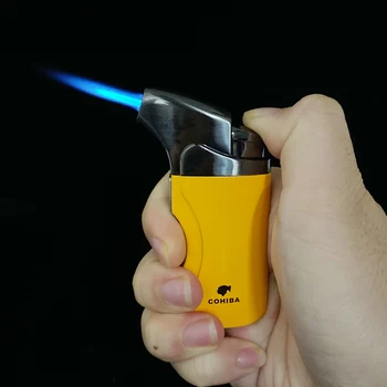 Cigar COHIBA Lažji Jet Plamen Prenosni Butan Baklo Vžigalnik s Udarec Mini Metal Cigaret Lighterr za Darilo Polje