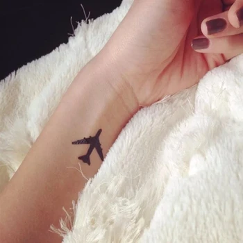 Črna letalo letalo Ponaredek Tatoo Nepremočljiva Začasno Roko Tattoo Nalepke Za Ženske Moški Body Art Tetovaže DIY