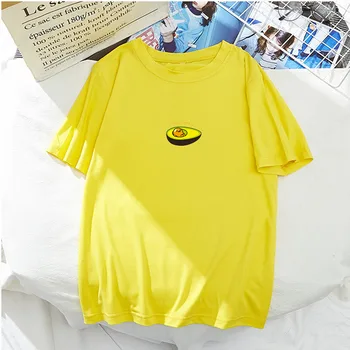 Gudetama in avokado natisnjena kratka sleeved majica s kratkimi rokavi Candy Barve Harajuku Ulica Ženski Kratek Rokav Vrh Tees O-Vratu T-shirt