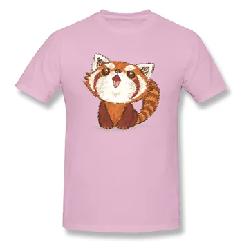 Kawaii Majica s kratkimi rokavi Moški Lep Tshirt Rdeči Panda Vesel Faddish Vrhovi Tees Mati Dan Bombaža T-srajce za Moške Slim Primerna Obleka Black