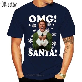 Božič Elf OMG Santa Graphic T-Shirt Smešno Tee