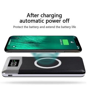 Qi Brezžični Moči Banke 30000mAh Polnilnik Zunanje Baterije Za IPhone, Samsung Huawei Xiaomi Brezžično Polnjenje Powerbank