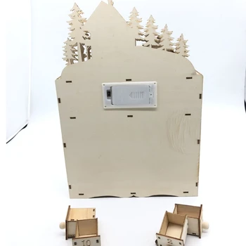 Božič Lesene Adventni Koledar Odštevanje Dekoracijo 24 Predali z LED Luči