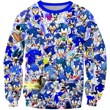 Modra Jopica Sonic hedgehog Otroci Sweatshirts 3D Fantje oblačila, Otroci Plašč Puloverji Vrhnja oblačila Kostum Dolg rokav Vrhovi