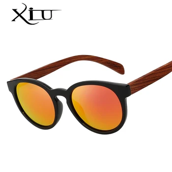 XIU Polarizirana Lesene sončna Očala Moški Ženske Okrogle Odprtine Lesa Sunglass Modni Očala Ženske Ročno Izdelani vrhunsko Kakovost UV400