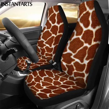 INSTANTARTS 3D Leopard Natisnjeni Elastična Poliester Vozila Seat Primeru Zebra/Žirafa Krzno/Kože 2PCS Univerzalni Prednji Avtomobilov Sedežnih prevlek