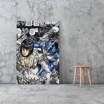 Bruno Bucciarati Lepljive Prste anime Uokvirjena Lesen Okvir Platno plakat Slikarstvo wall Art dekor Študija Doma Dekoracijo Fotografij
