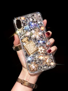 Luksuzni Bling Kristalno Diamond Stekleničke Parfuma Primeru Pokrovček Za Samsung Galaxy S20 S9 S10 S8Plus Note20 Note9 Note8 Note10 Primeru Telefon