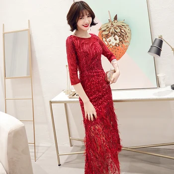 Wei yin Nov Slog Čaj-dolžina Vino Rdeče Večerne Obleke 2021 Perje Formalno Maturantski Halje A-Linijo Modnih Črna Prom Oblačenja WY1675