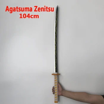 1:1 Cosplay Kimetsu ne Yaiba Meč Orožje Demon Slayer Agatsuma Zenitsu Meč Anime Ninja Nož PU igrača 104 cm