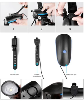 Izposoja Žarometi Z Bell USB Polnilne Kolesarjenje Rog Svetilka Luč Kolo Bell vodoodporna LED Smerniki Kolesarske Opreme