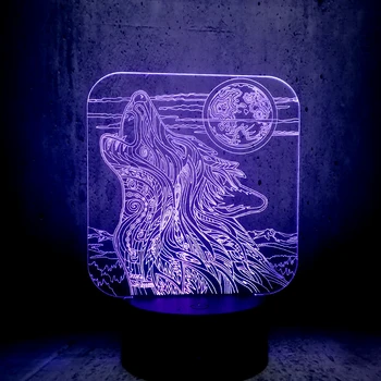 Živali Howl Volk totem 3D Lučka LED USB Tabela Noč Svetlobe Multicolor Lava RGB Razsvetljava Luminaria Božič Stikalo na Dotik Daljavo
